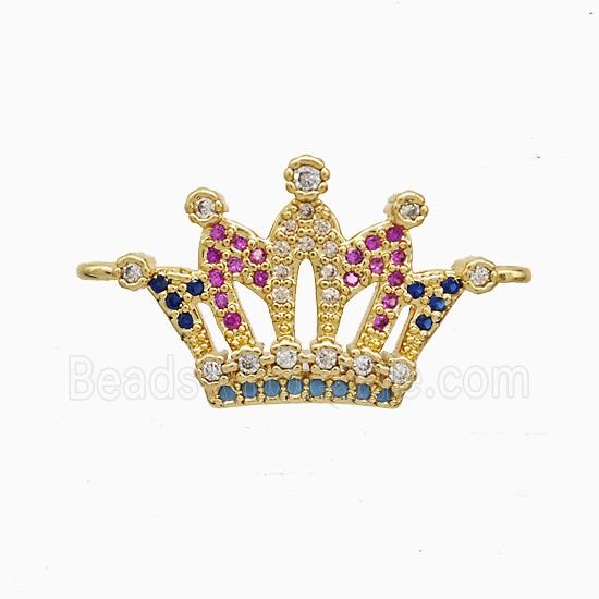 Copper Crown Connector Pave Multicolor Zirconia 18K Gold Plated