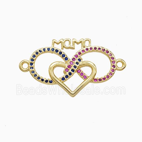 Copper Infinity Heart Pave Zirconia Mama 18K Gold Plated