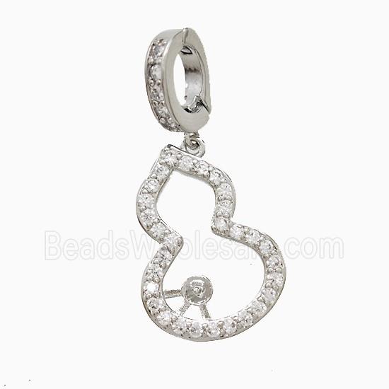 Copper Gourd Pendant Pave Zirconia Platinum Plated