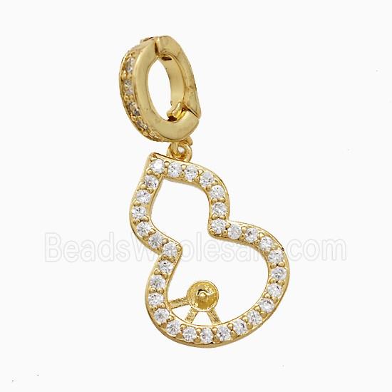 Copper Gourd Pendant Pave Zirconia 18K Gold Plated