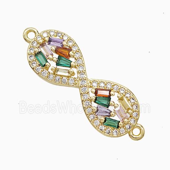 Copper Infinity Connector Pave Zirconia 18K Gold Plated