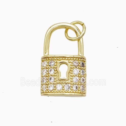 Copper Lock Pendant Pave Zirconia 18K Gold Plated