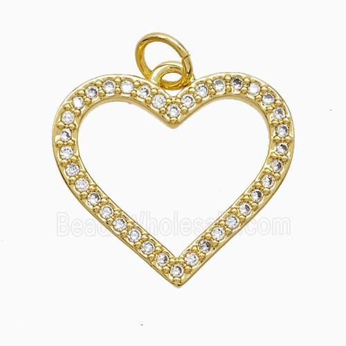 Copper Heart Pendant Pave Zirconia 18K Gold Plated