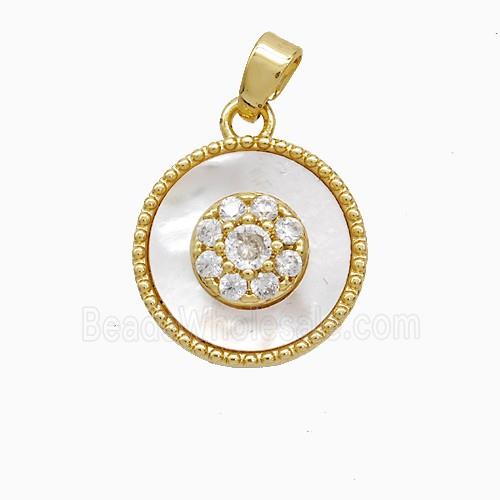 Copper Flower Pendant Pave Zirconia Shell 18K Gold Plated