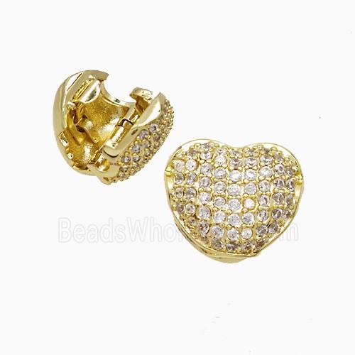 Copper Heart Beads Pave Zirconia 18K Gold Plated