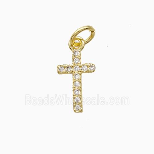 Copper Cross Pendant Pave Zirconia 18K Gold Plated
