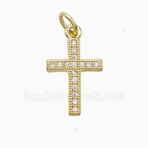 Copper Cross Pendant Pave Zirconia 18K Gold Plated