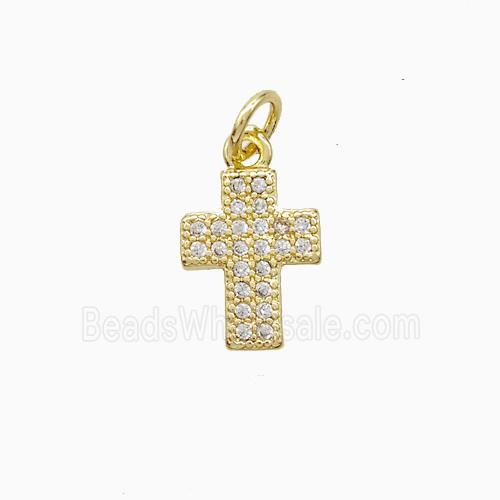 Copper Cross Pendant Pave Zirconia 18K Gold Plated