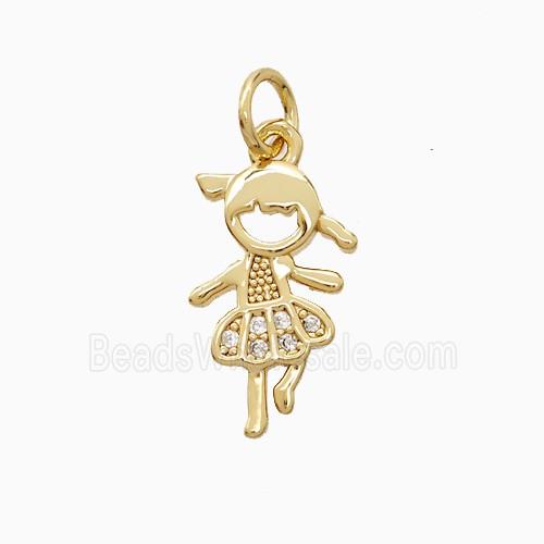 Copper Kids Girls Pendant Pave Zirconia 18K Gold Plated