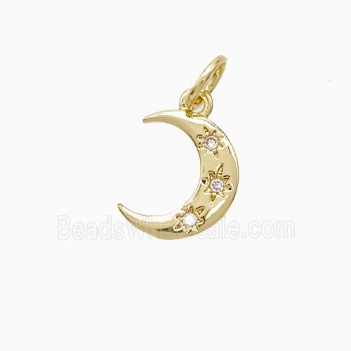 Copper Moon Pendant Pave Zirconia 18K Gold Plated