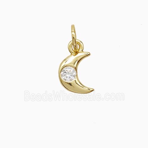 Copper Moon Pendant Pave Zirconia 18K Gold Plated