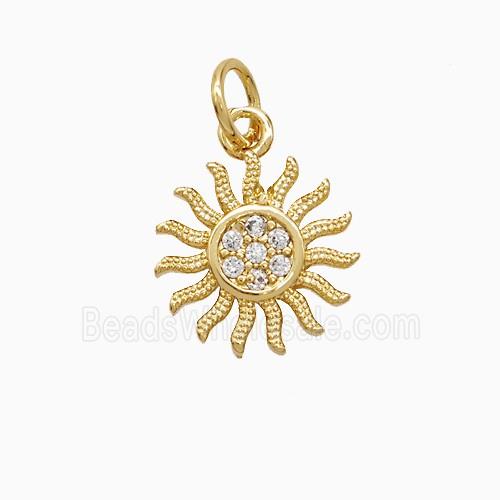 Copper Sun Pendant Pave Zirconia 18K Gold Plated