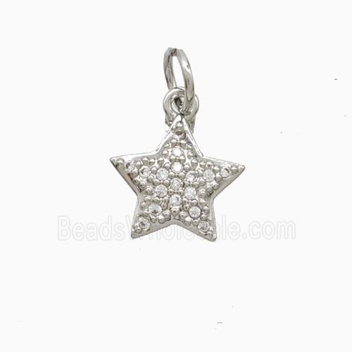 Copper Star Pendant Pave Zirconia Platinum Plated
