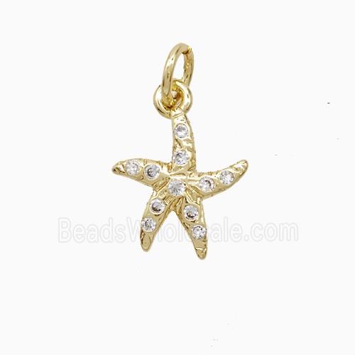 Copper Starfish Pendant Pave Zirconia 18K Gold Plated