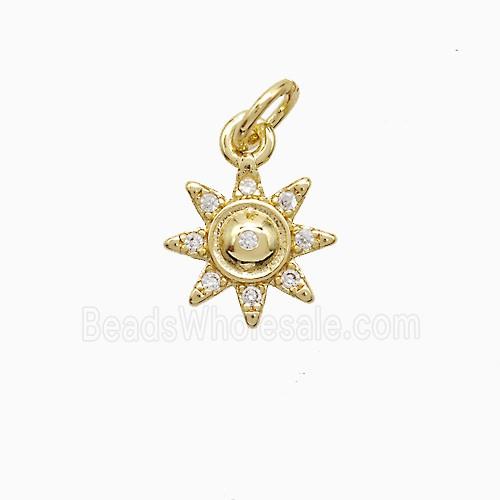 Copper Sun Pendant Pave Zirconia 18K Gold Plated