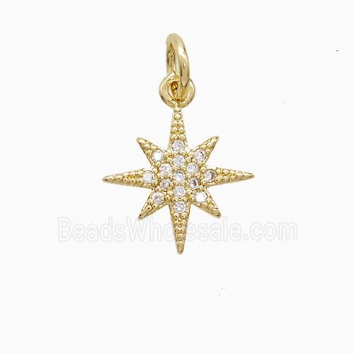 Copper Northstar Pendant Pave Zirconia 18K Gold Plated