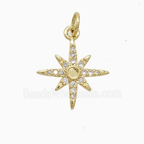 Copper Star Pendant Pave Zirconia 18K Gold Plated