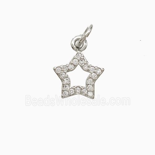 Copper Star Pendant Pave Zirconia Platinum Plated