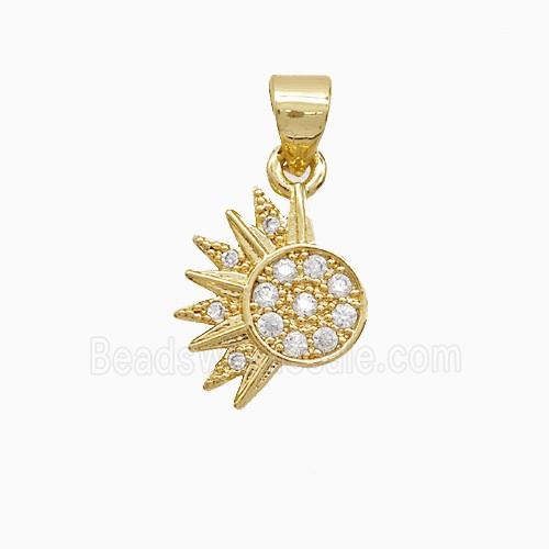 Copper Sun Pendant Pave Zirconia 18K Gold Plated