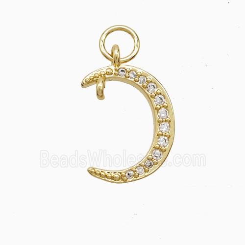 Copper Moon Pendant Pave Zirconia 18K Gold Plated