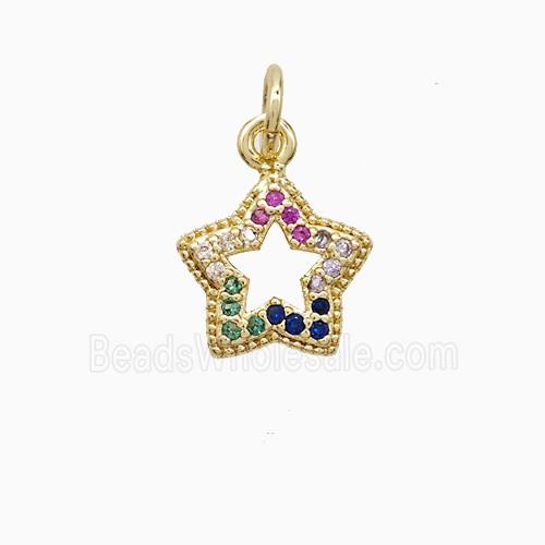 Copper Star Pendant Pave Multicolor Zirconia 18K Gold Plated