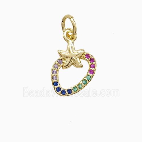 Copper Starfish Pendant Pave Zirconia 18K Gold Plated