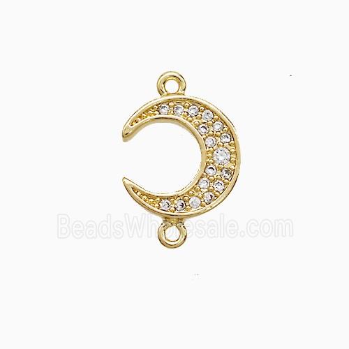 Copper Moon Connector Pave Zircon 18K Gold Plated