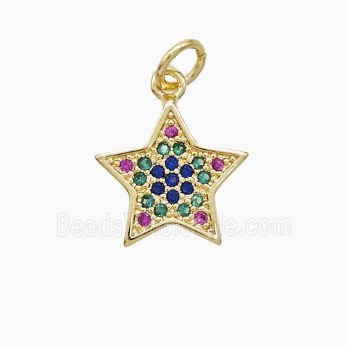 Copper Star Pendant Pave Multicolor Zirconia 18K Gold Plated