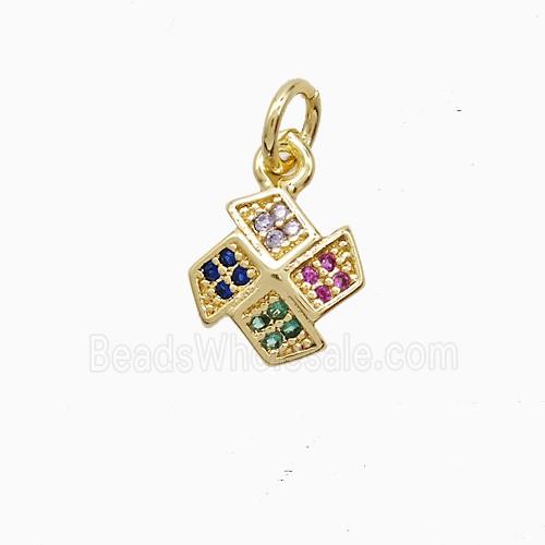 Copper Windmill Pendant Pave Multicolor Zirconia 18K Gold Plated
