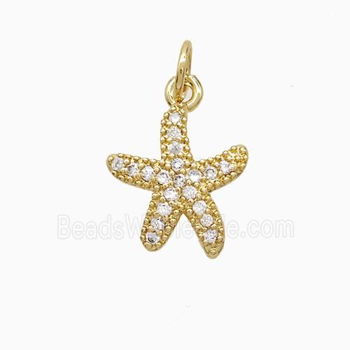 Copper Starfish Pendant Pave Zirconia 18K Gold Plated