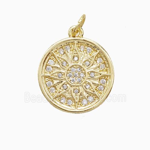 Copper Sun Pendant Pave Zirconia 18K Gold Plated