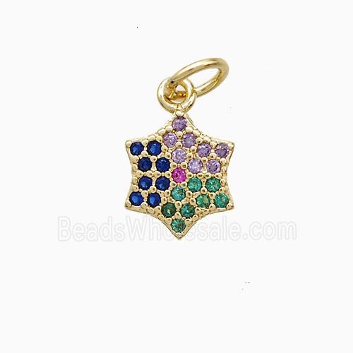 Copper Star Pendant Pave Multicolor Zirconia 18K Gold Plated