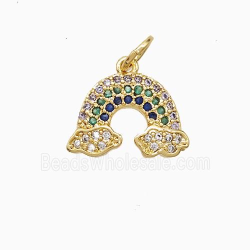 Copper Rainbow Pendant Pave Multicolor Zirconia 18K Gold Plated