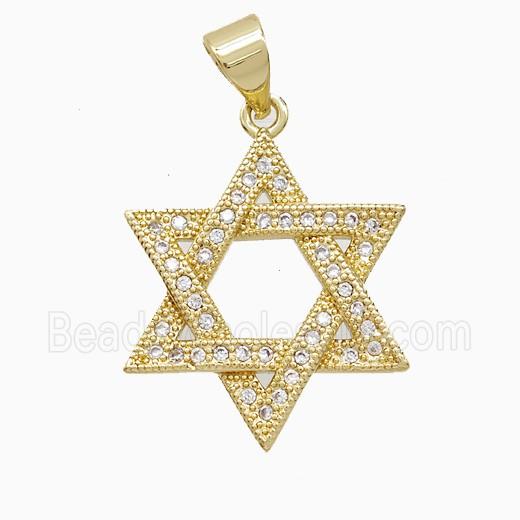 Copper Davidstar Pendant Pave Zirconia 18K Gold Plated