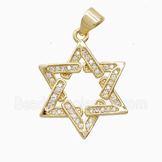 Copper Davidstar Pendant Pave Zirconia 18K Gold Plated