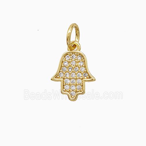 Copper Hamsahand Pendant Pave Zirconia 18K Gold Plated