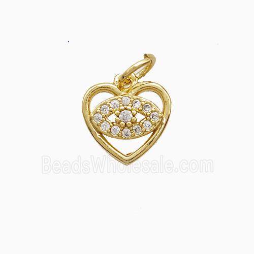 Copper Heart Eye Pendant Pave Zirconia 18K Gold Plated