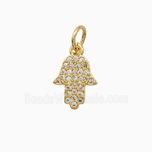Copper Hamsahand Pendant Pave Zirconia 18K Gold Plated