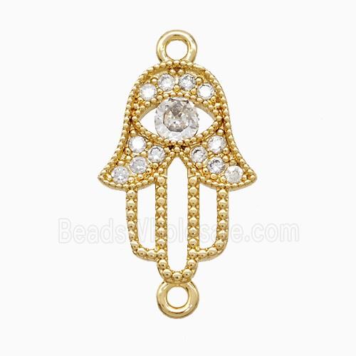 Copper Hamsahand Connector Pave Zirconia 18K Gold Plated