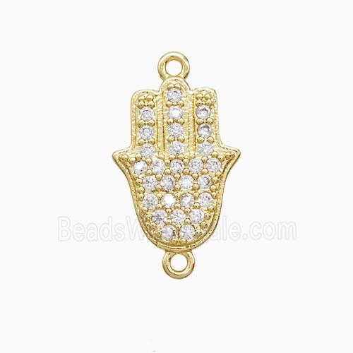 Copper Hamsahand Connector Pave Zirconia 18K Gold Plated