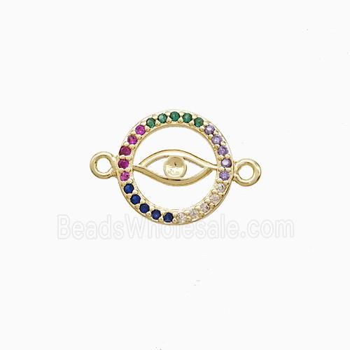 Copper Eye Connector Pave Multicolor Zirconia 18K Gold Plated
