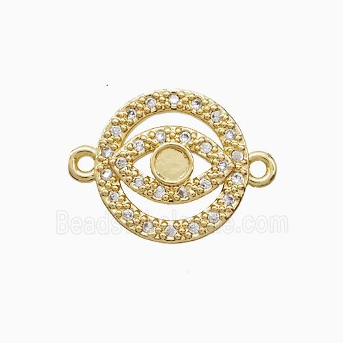 Copper Eye Connector Pave Zirconia 18K Gold Plated