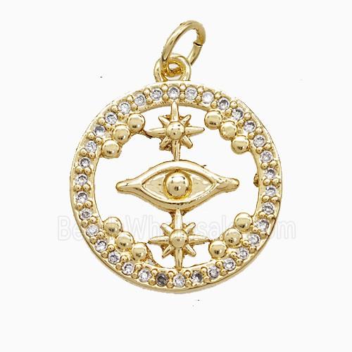 Copper Eye Pendant Pave Zirconia 18K Gold Plated
