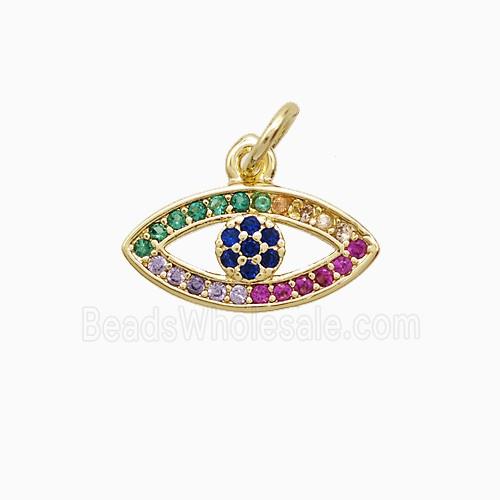 Copper Eye Pendant Pave Multicolor Zirconia 18K Gold Plated