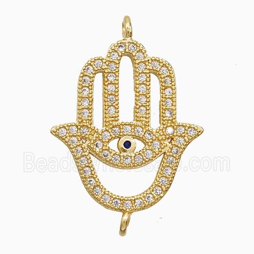 Copper Hamsahand Connector Pave Zirconia 18K Gold Plated