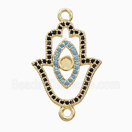 Copper Hamsahand Connector Pave Zirconia Eye 18K Gold Plated
