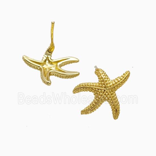 Copper Starfish Stud Earrings 18K Gold Plated