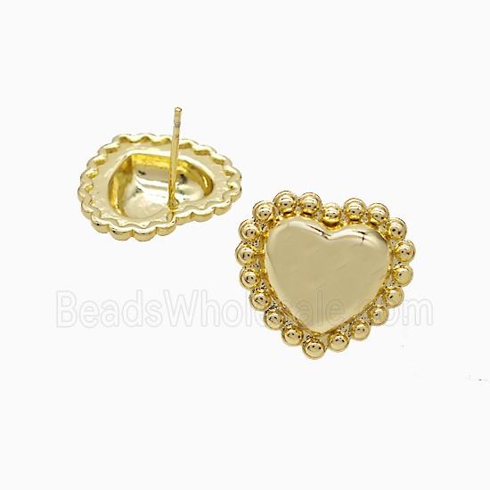 Copper Heart Stud Earrings 18K Gold Plated