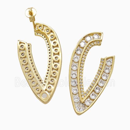 Copper Lips Stud Earrings Pave Zirconia 18K Gold Plated