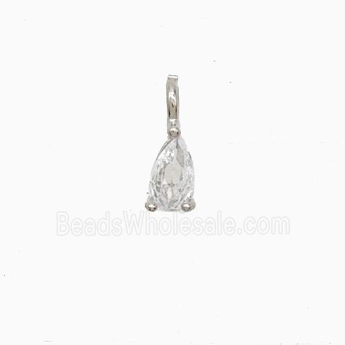 Copper Teardrop Pendant Pave Zirconia Platinum Plated